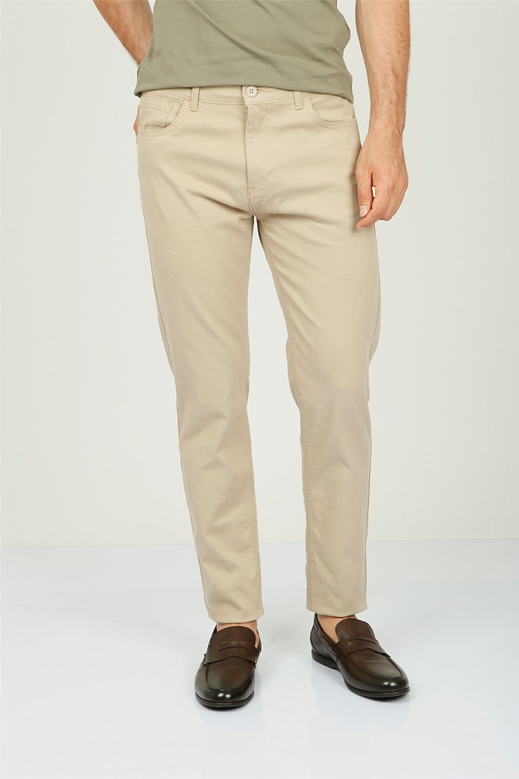 Bej Slim Fit 5 Cep Pantolon