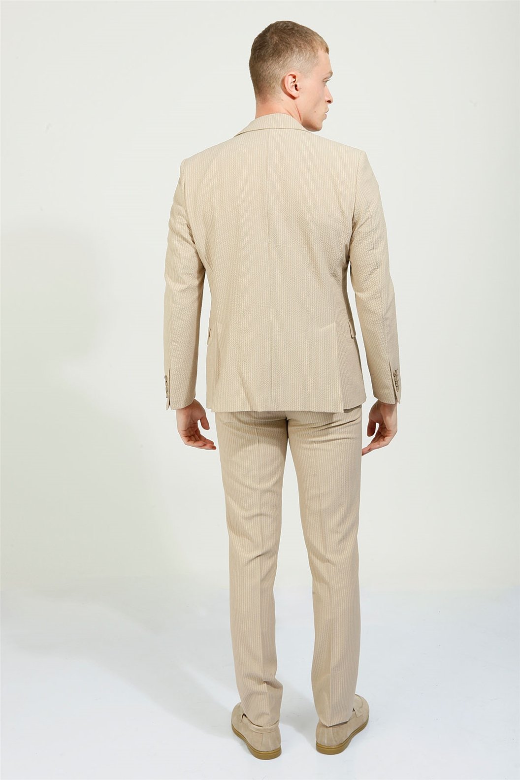 Bej Slim Fit 6 Drop Takım Elbise