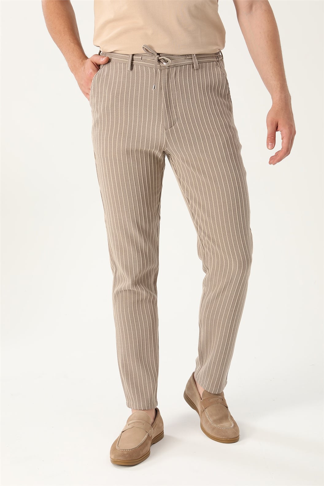 Bej Slim Fit Jogger Pantolon