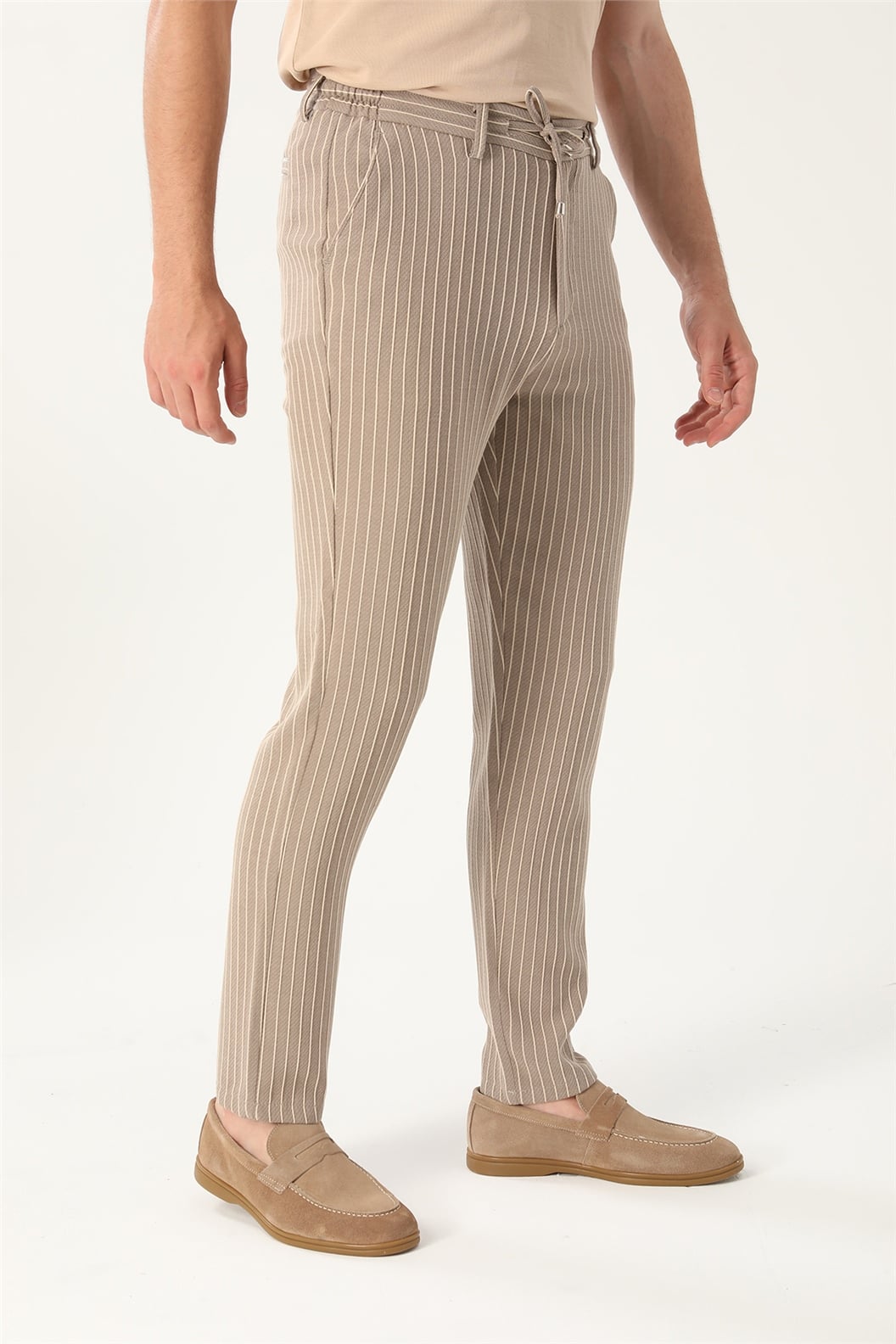 Bej Slim Fit Jogger Pantolon