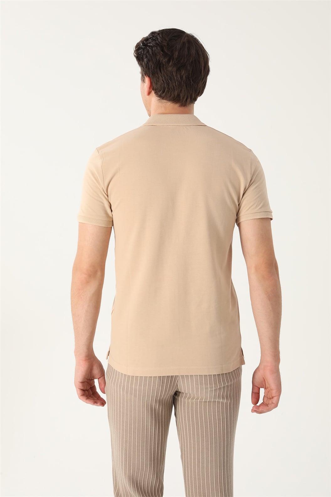 Bej Slim Fit Polo Yaka T-Shirt