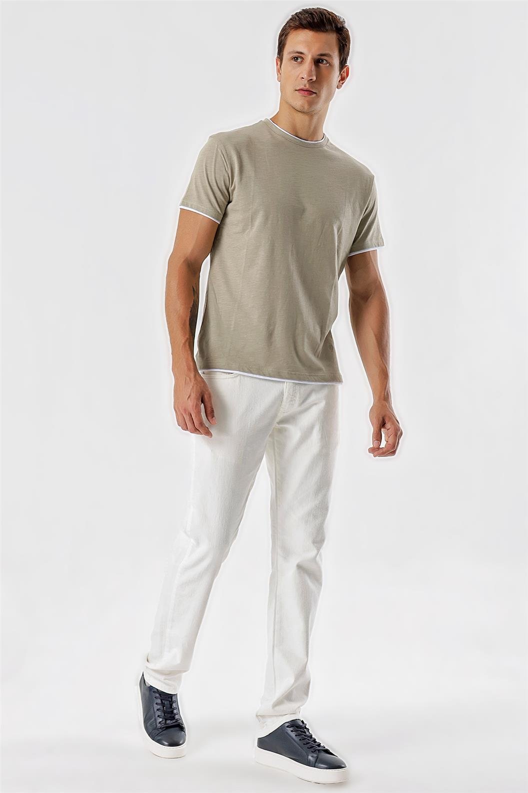 Beyaz Comfort Fit 5 Cep Pantolon