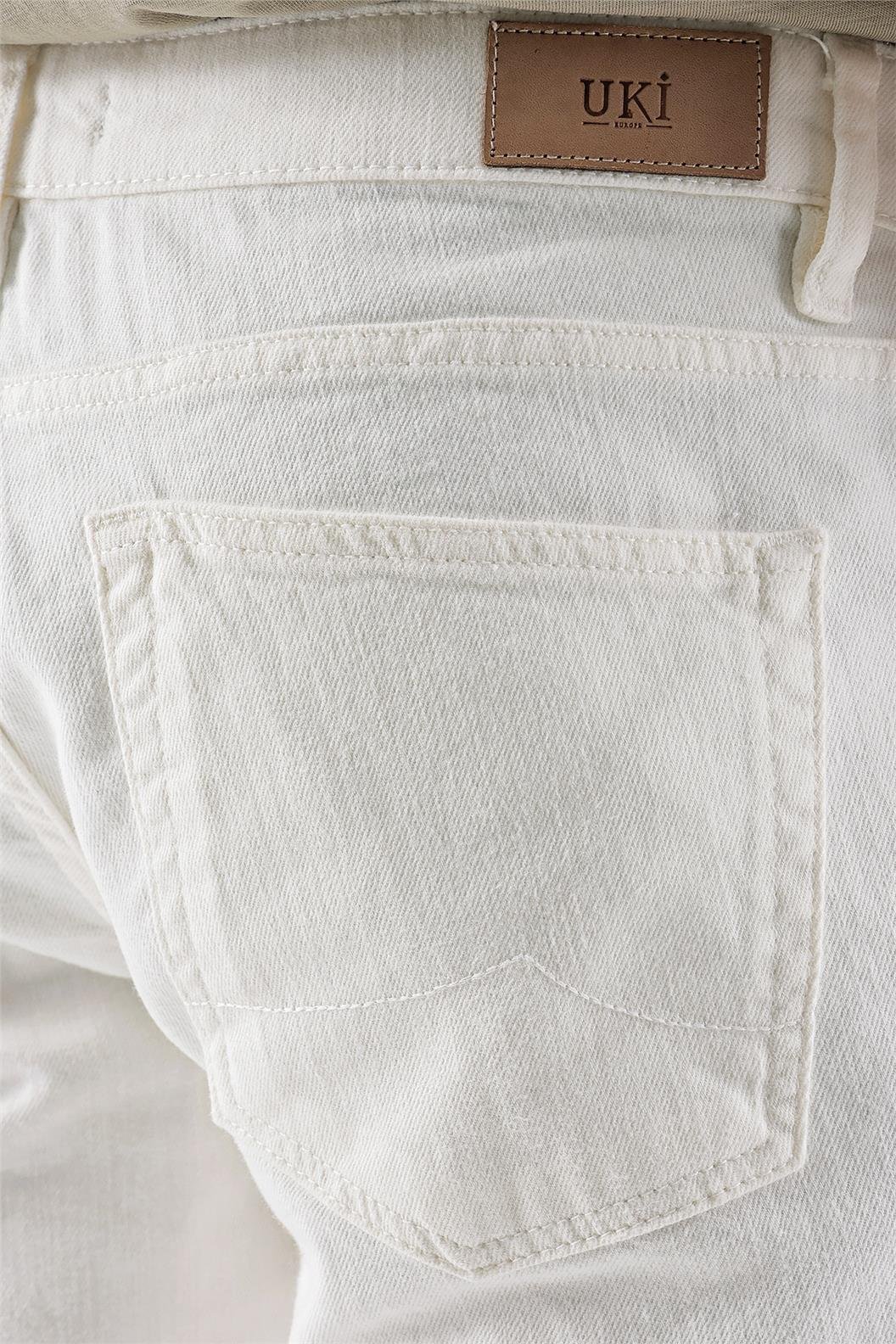 Beyaz Comfort Fit 5 Cep Pantolon