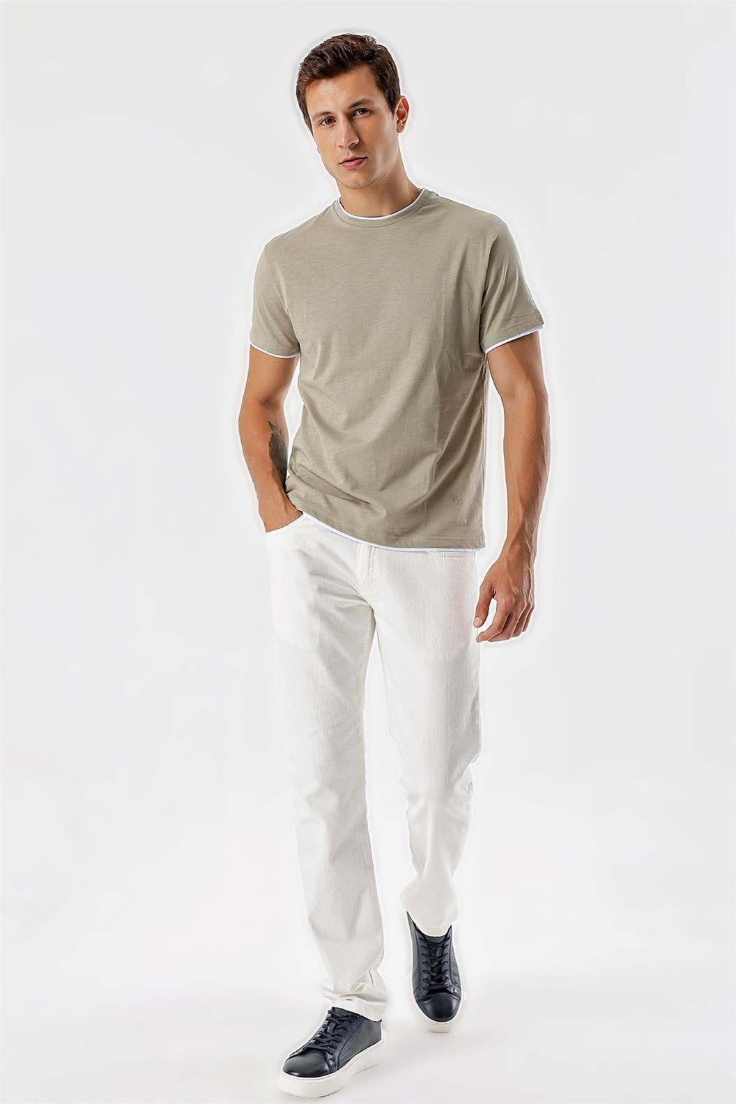 Beyaz Comfort Fit 5 Cep Pantolon
