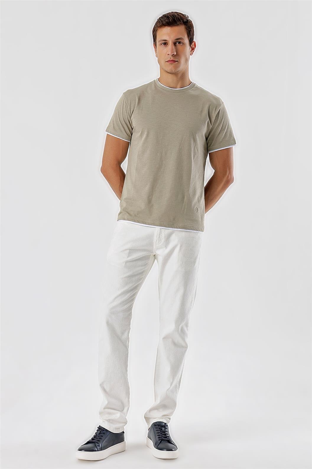 Beyaz Comfort Fit 5 Cep Pantolon