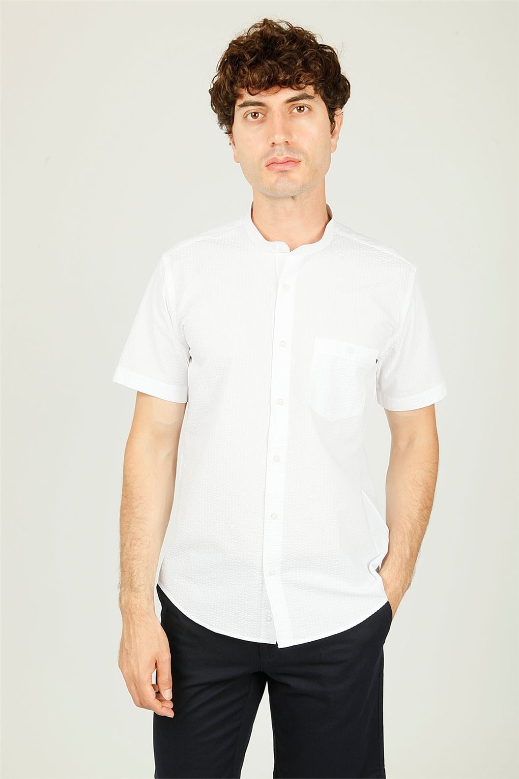 Beyaz Comfort Fit Kısa Kol Gömlek