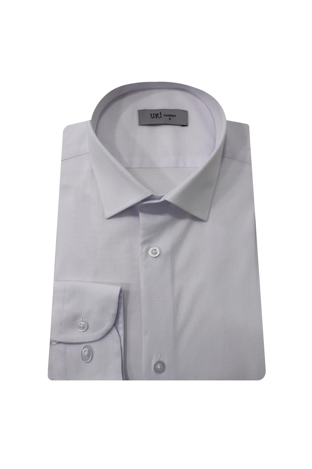 BEYAZ Comfort Fit Uzun Kol Gömlek