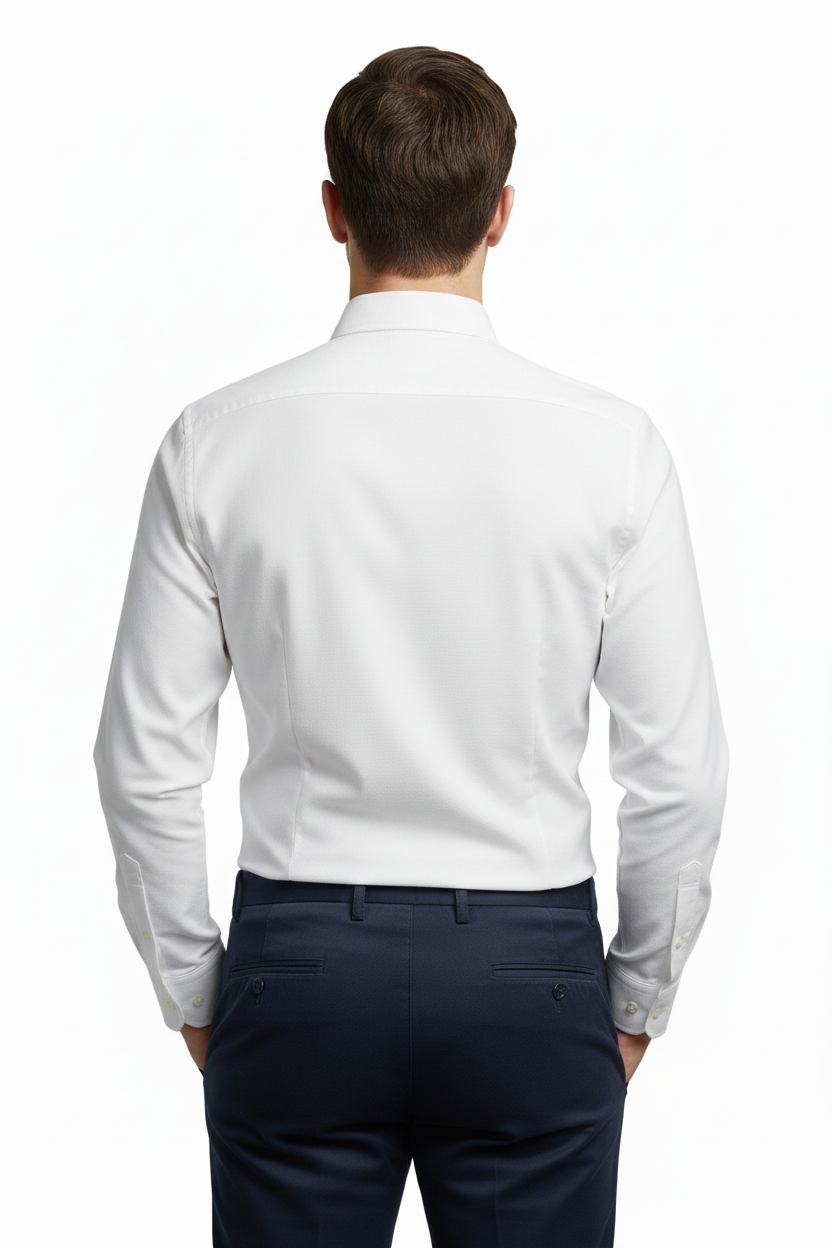 BEYAZ Comfort Fit Uzun Kol Oxford Klasik Gömlek