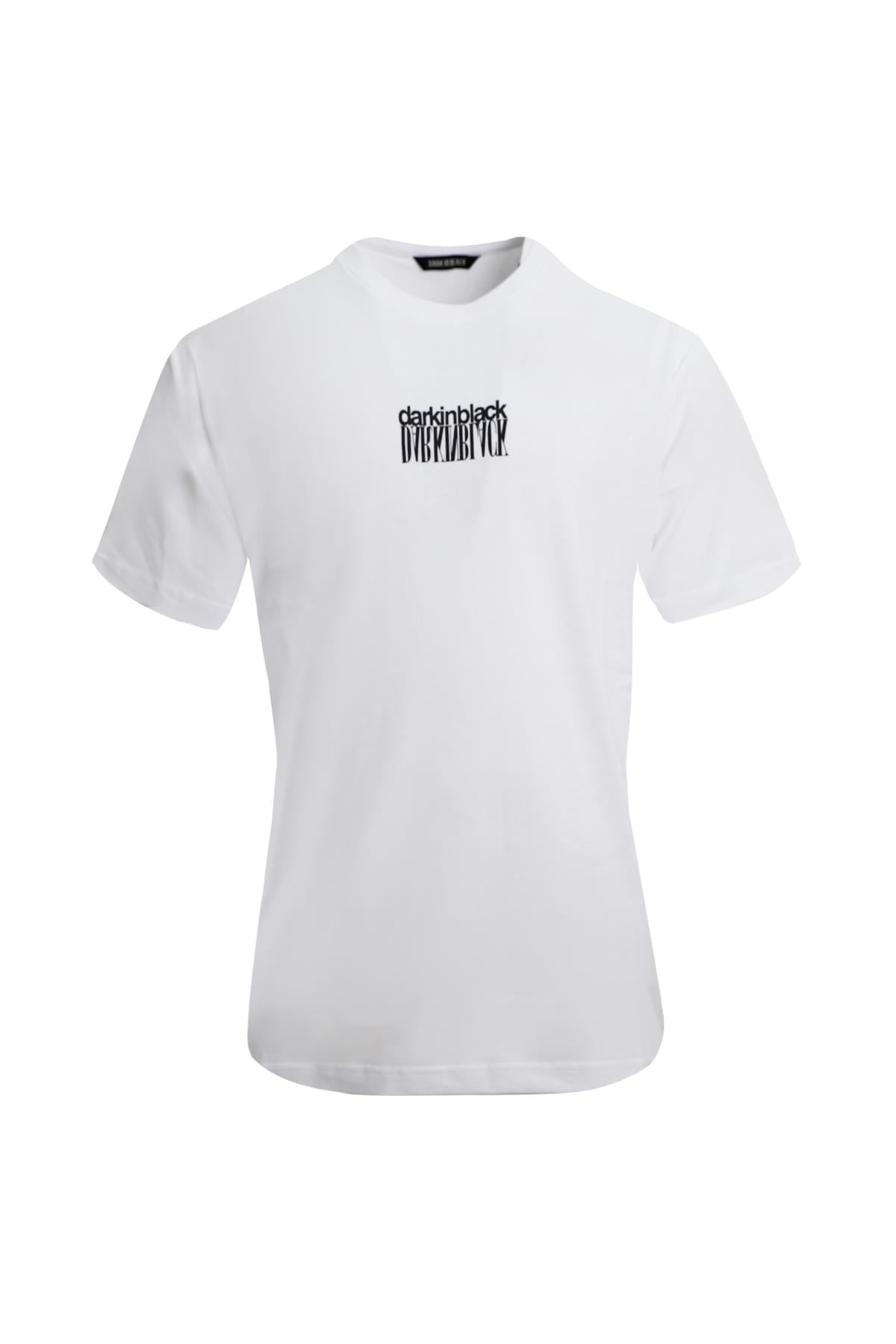 BEYAZ Dark In Black Baskılı Modal Bisiklet Yaka T-shirt