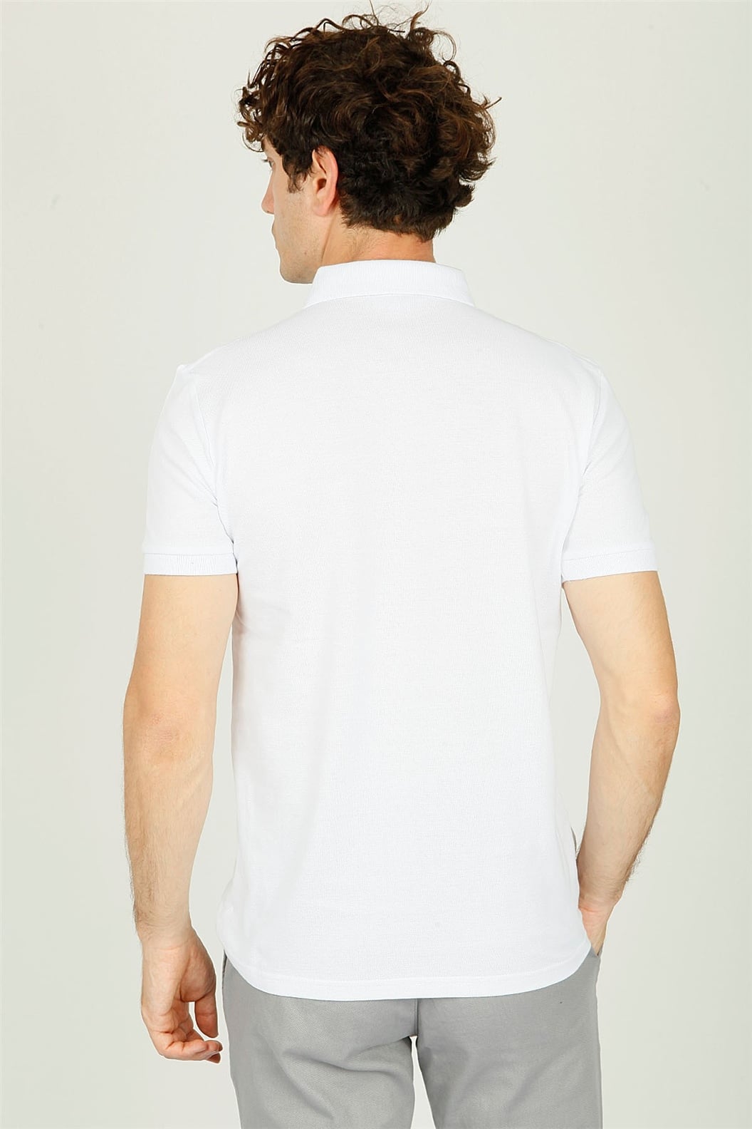 Beyaz - Lacivert - Kırmızı Polo Yaka Comfort Fit T-shirt