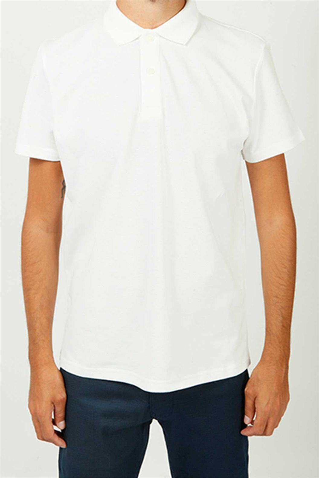 Beyaz Polo Yaka Comfort Fit Pike T-shirt