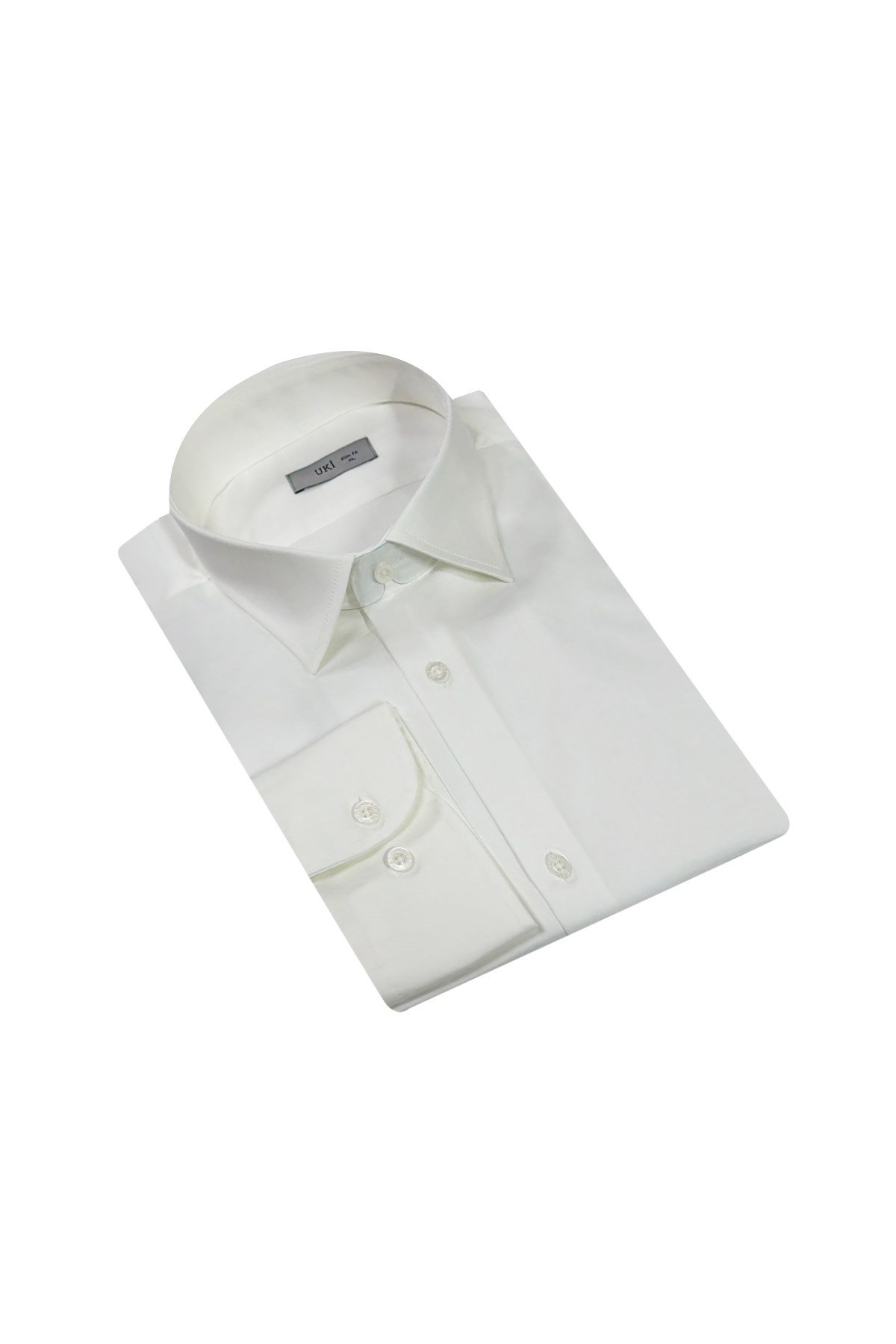 BEYAZ Saten Slim Fit Klasik Gömlek