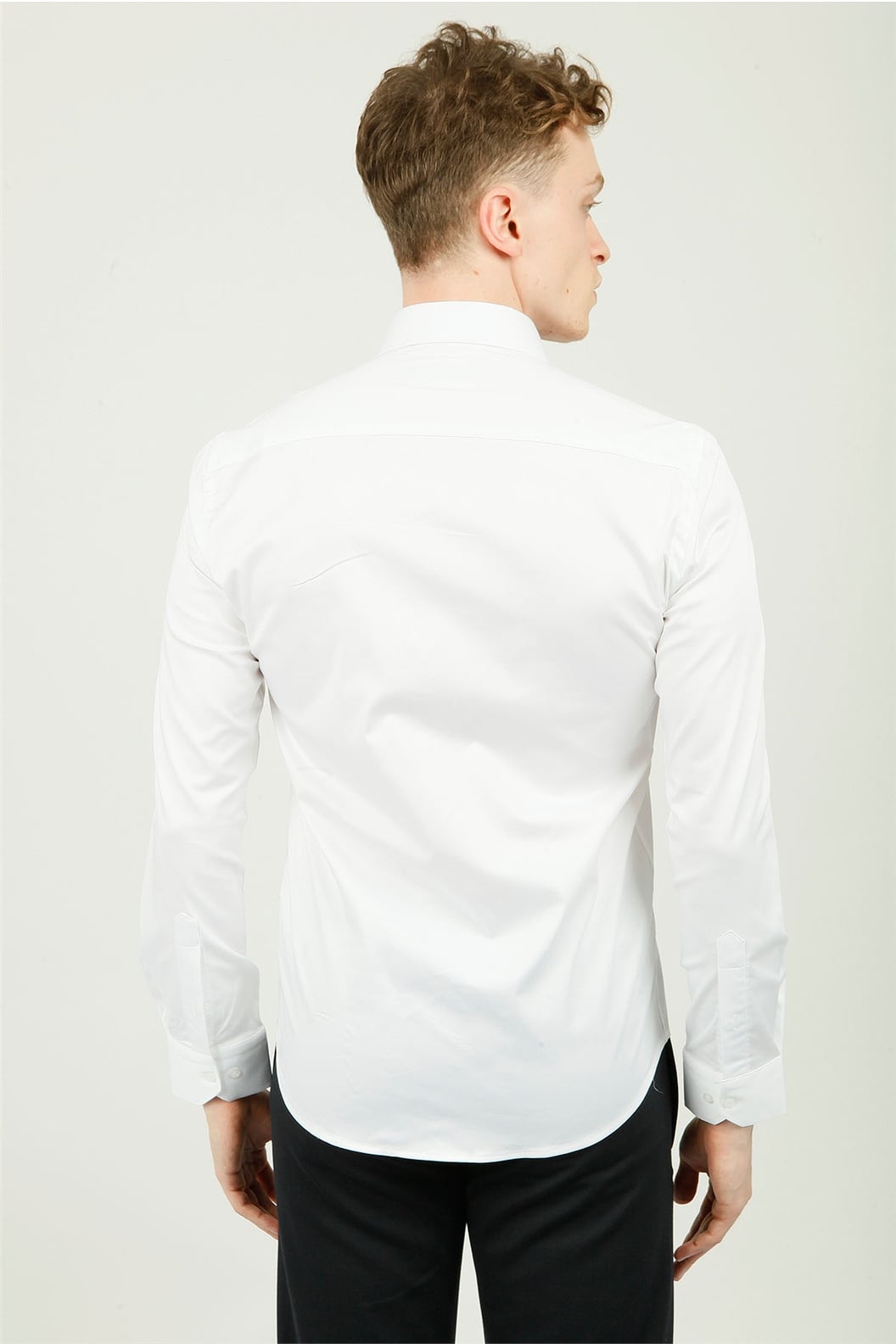 Beyaz Slim Fit Uzun Kol Gömlek
