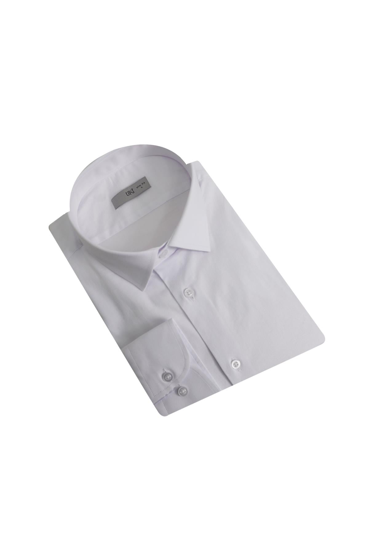 BEYAZ Slim Fit Uzun Kol Gömlek