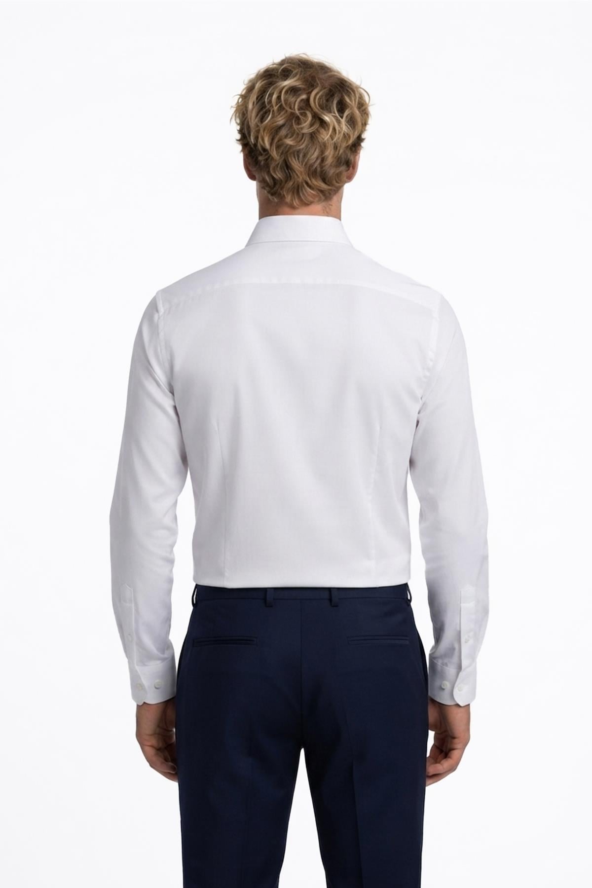 BEYAZ Slim Fit Uzun Kol Gömlek
