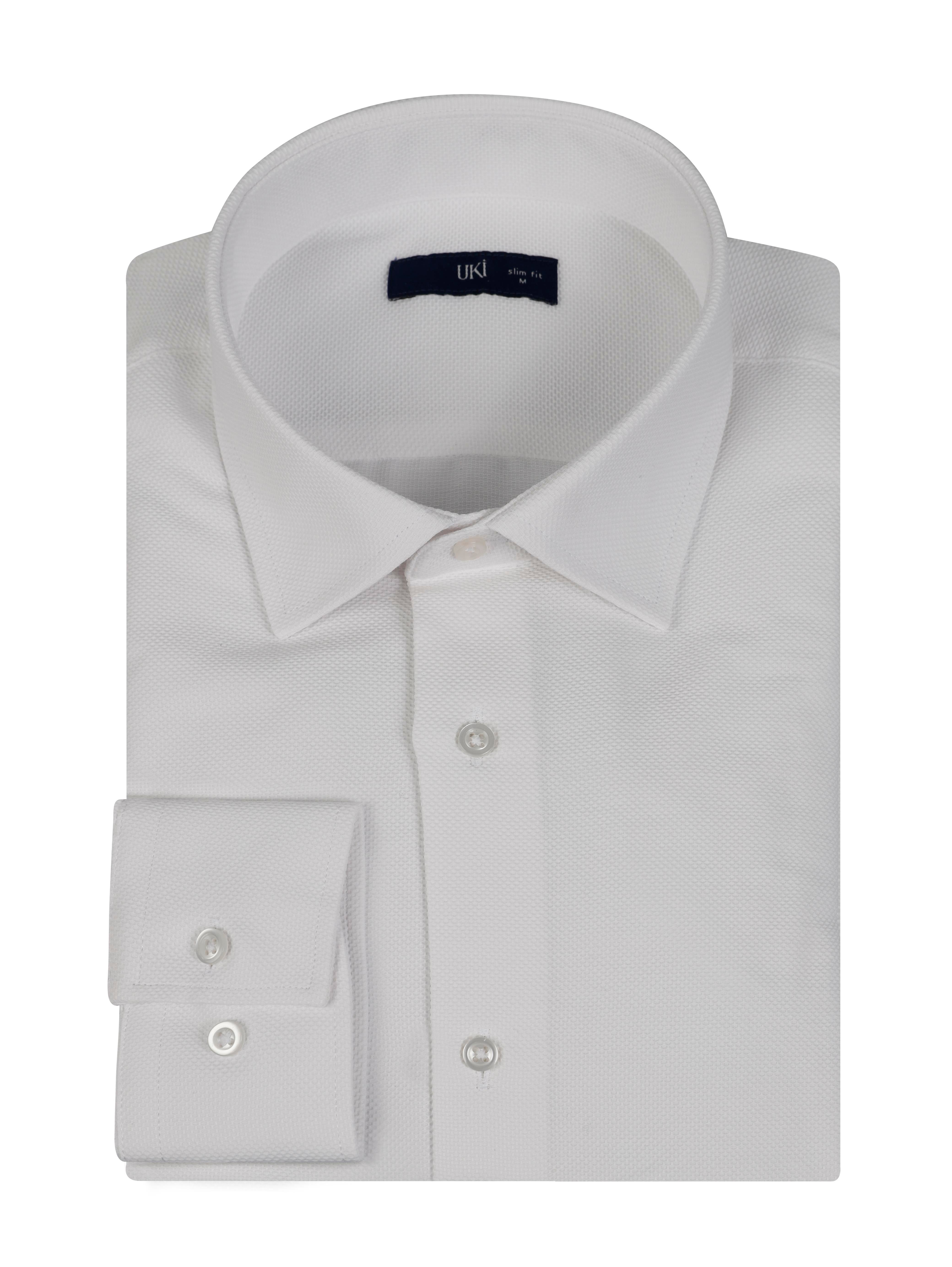 Beyaz Slim Fit Uzun Kol Gömlek
