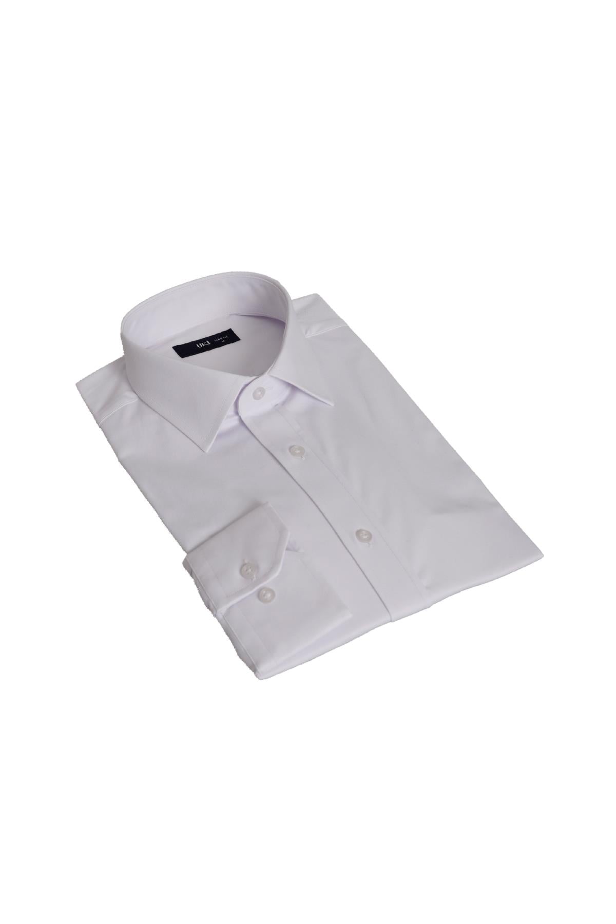 BEYAZ Slim Fit Uzun Kol Gömlek