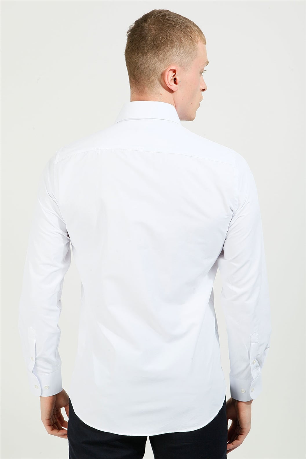Beyaz Slim Fit Uzun Kol Gömlek