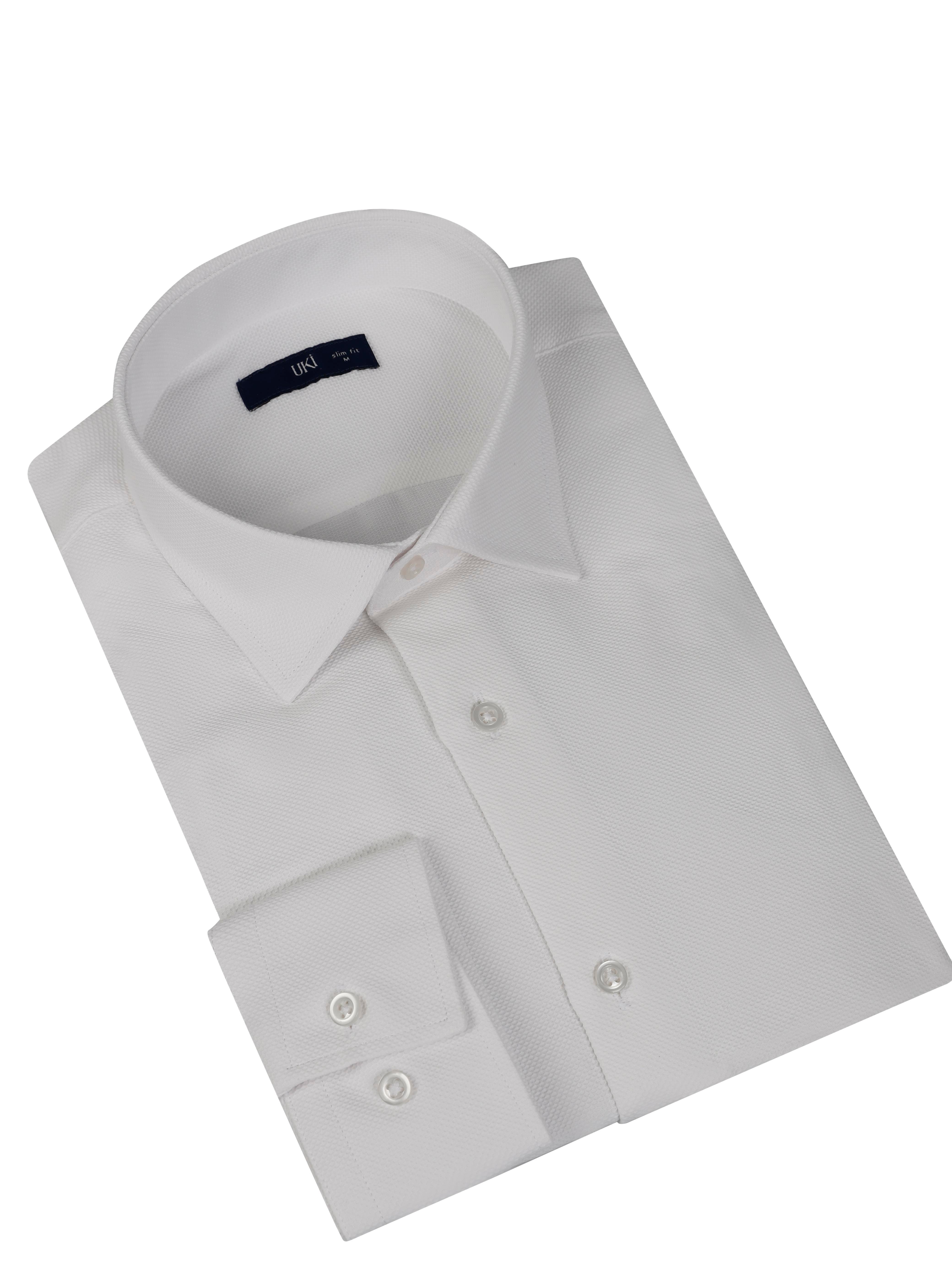 Beyaz Slim Fit Uzun Kol Gömlek