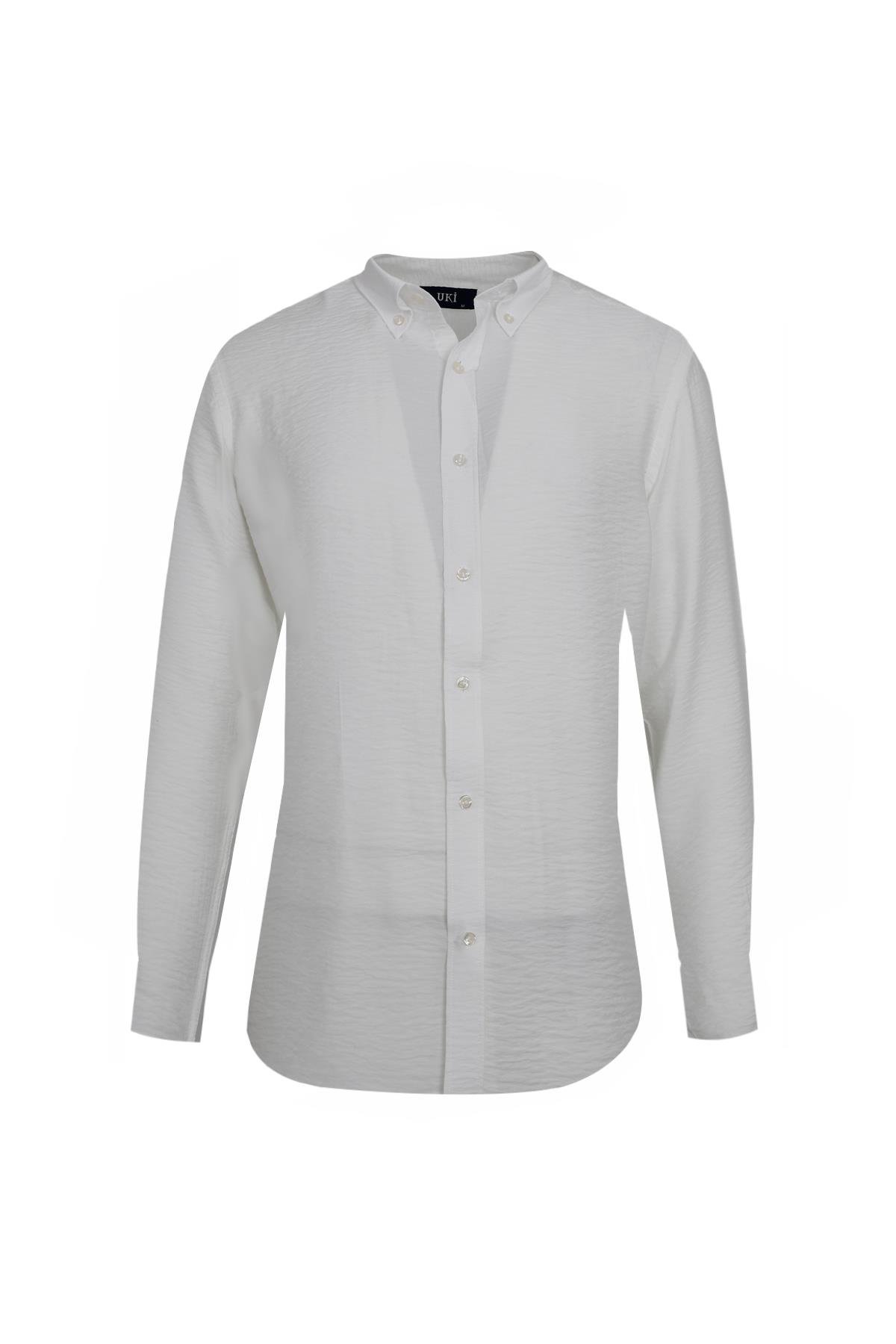 Beyaz Slim Fit Uzun Kol Gömlek