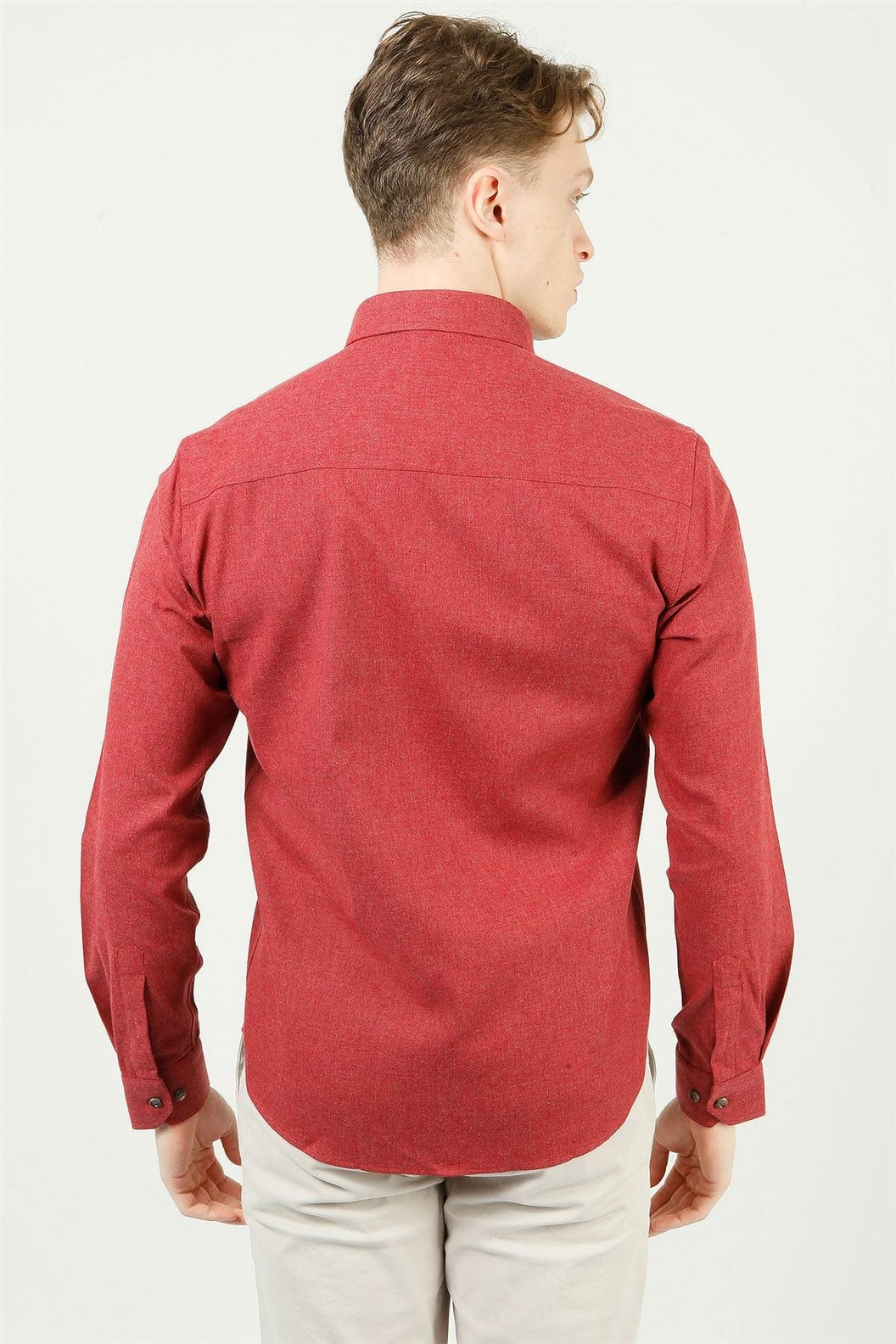 Bordo Comfort Fit Uzun Kol Gömlek