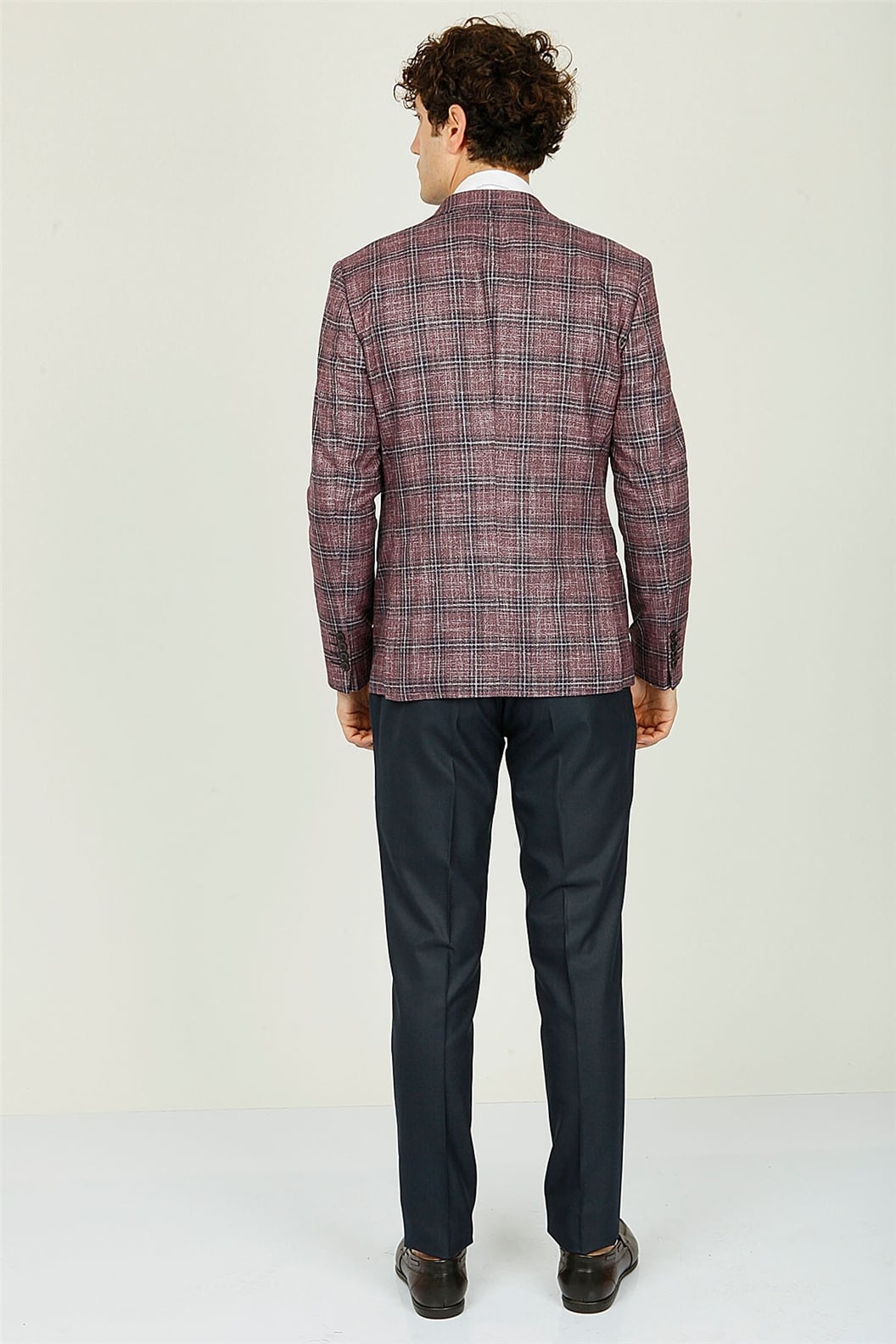 Bordo Ekose Yelekli Comfort Fit Takım Elbise