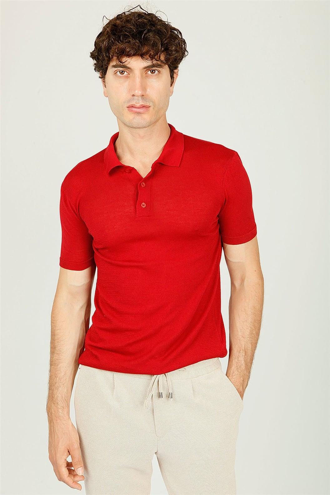 Bordo Polo Yaka Triko T-Shırt