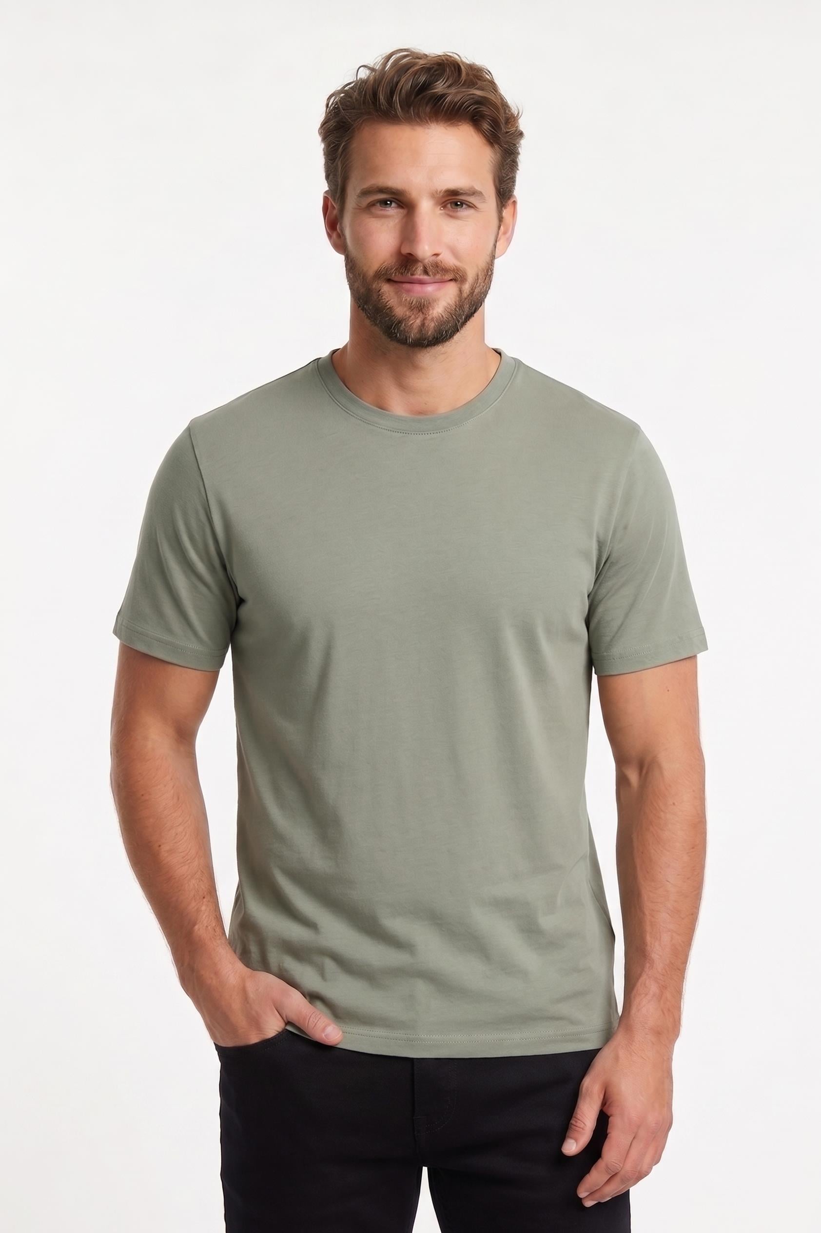 Buz Yeşili Bisiklet Yaka Basic T-Shirt