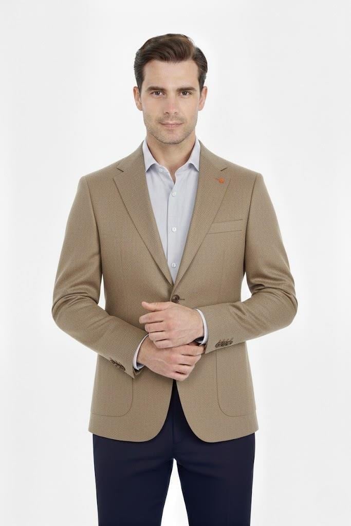 CAMEL Mono Yaka, Torba Cep, Çift Yırtmaç Ceket
