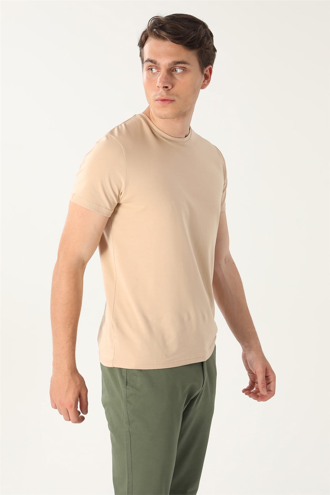Camel Slim Fit Bisiklet Yaka Basic T-Shirt