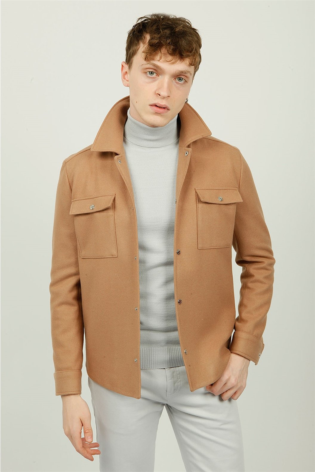 Camel Slim Fit Gömlek Ceket