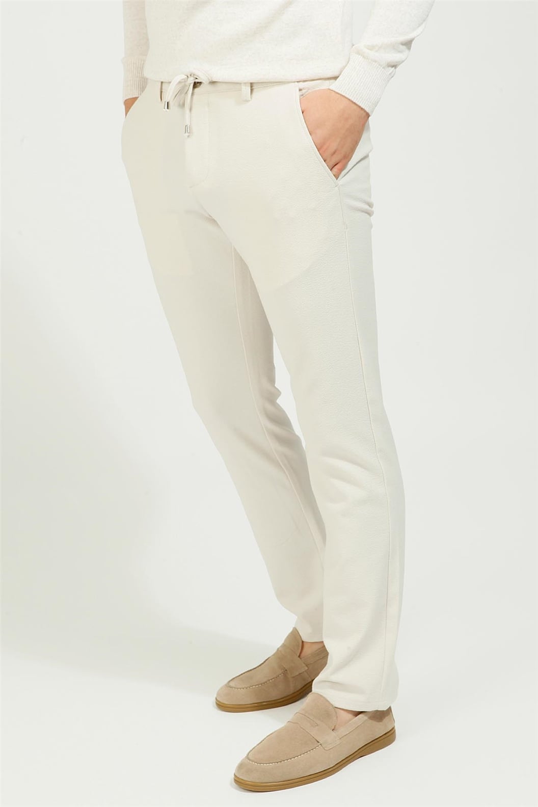 Ekru Comfort Fit Jogger Pantolon