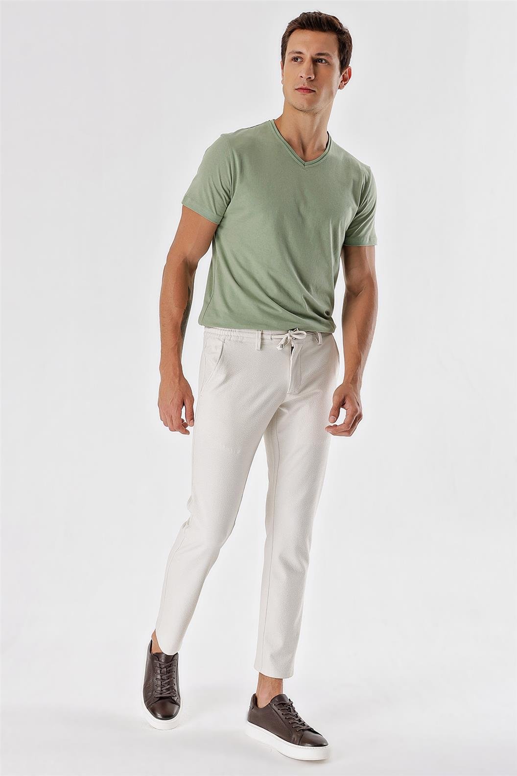 Ekru Comfort Fit Jogger Pantolon