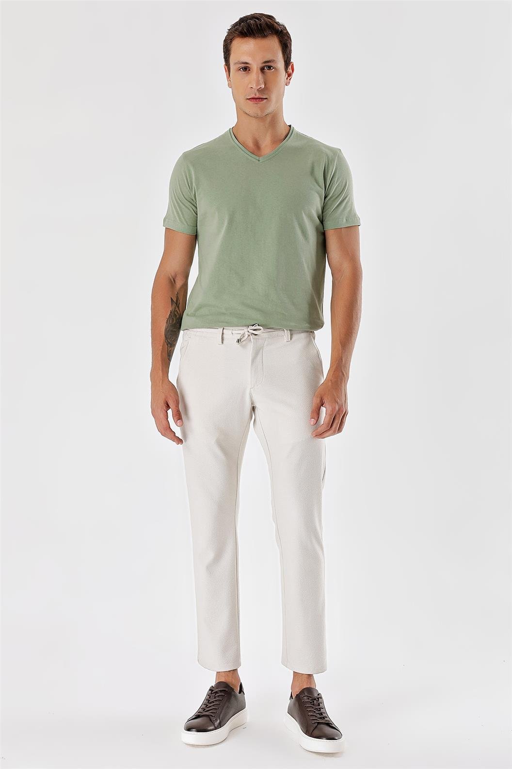 Ekru Comfort Fit Jogger Pantolon