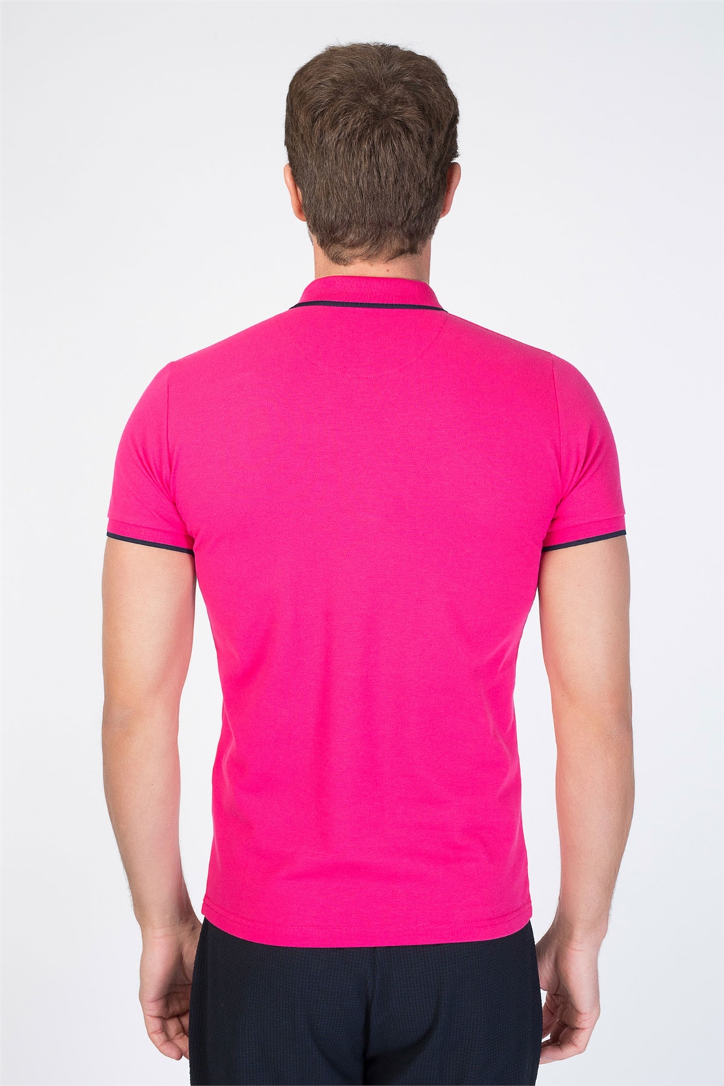 Fuşya Slim Fit Polo Yaka T-Shirt