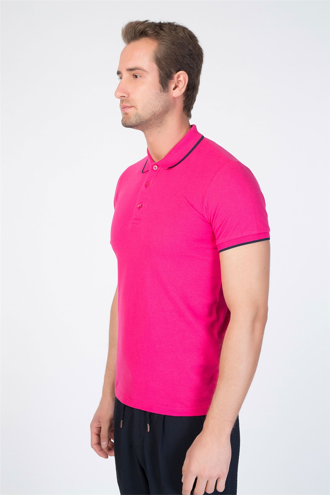 Fuşya Slim Fit Polo Yaka T-Shirt