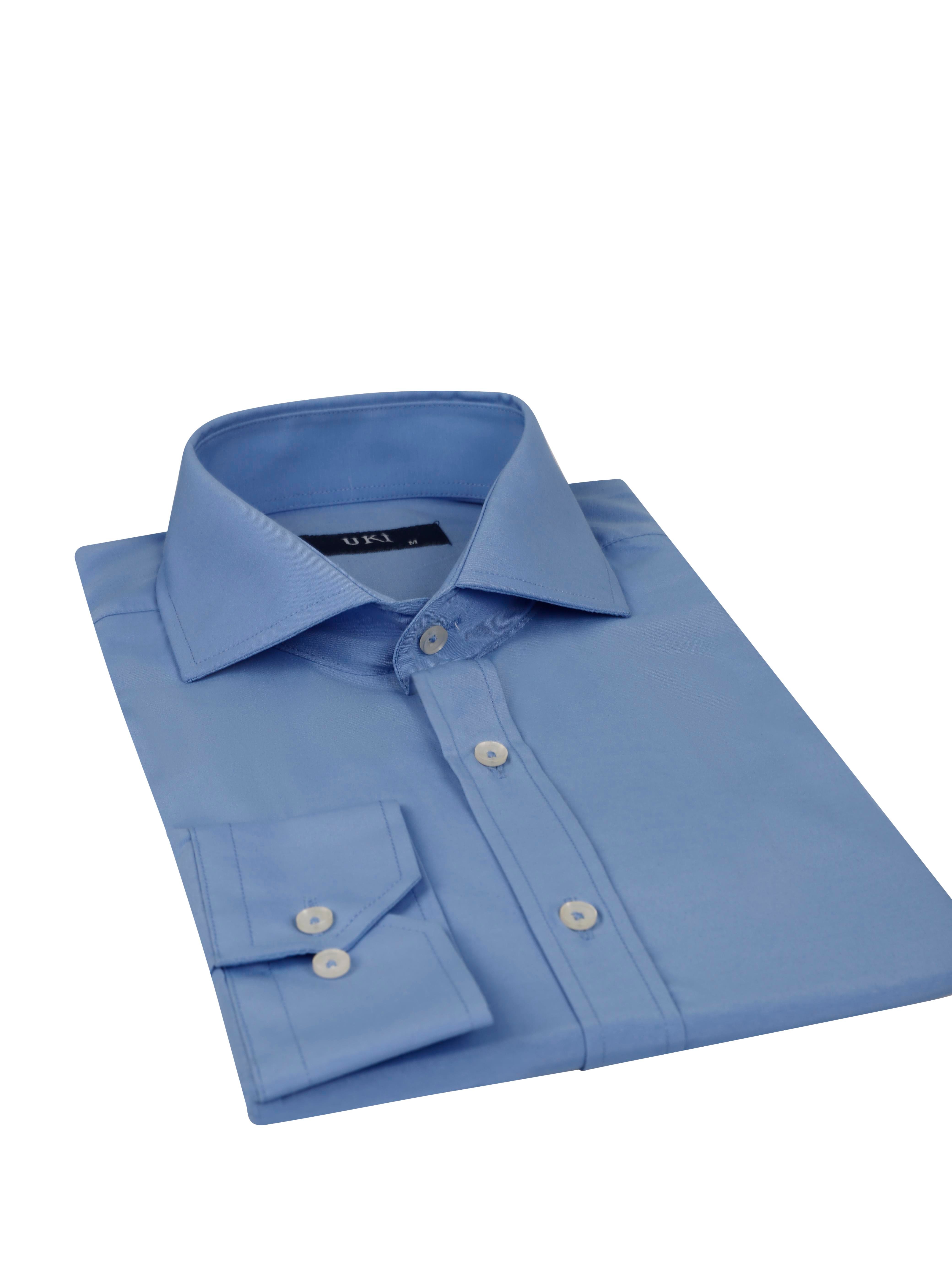 Gök Mavi Slim Fit Uzun Kol Gömlek