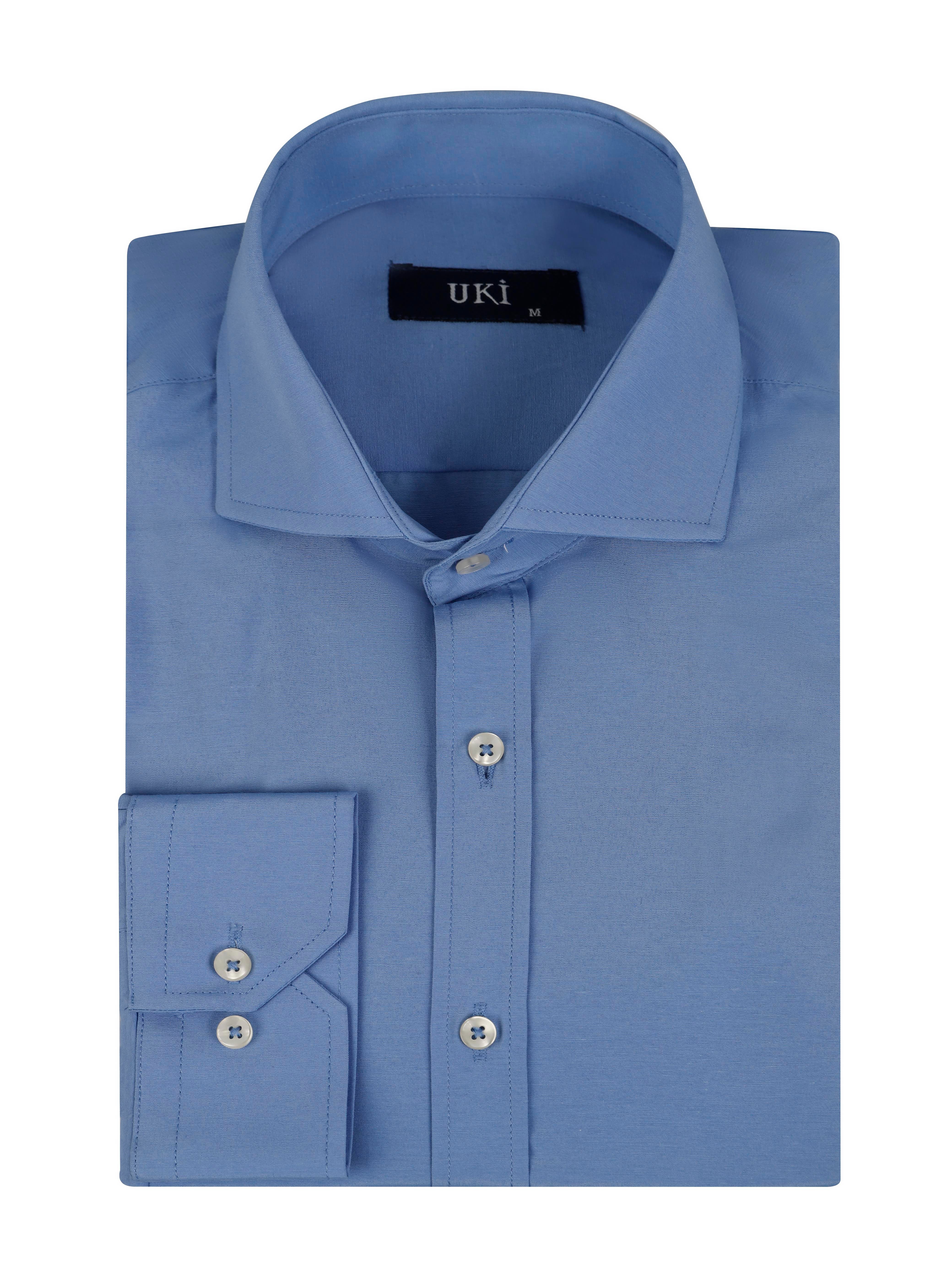 Gök Mavi Slim Fit Uzun Kol Gömlek