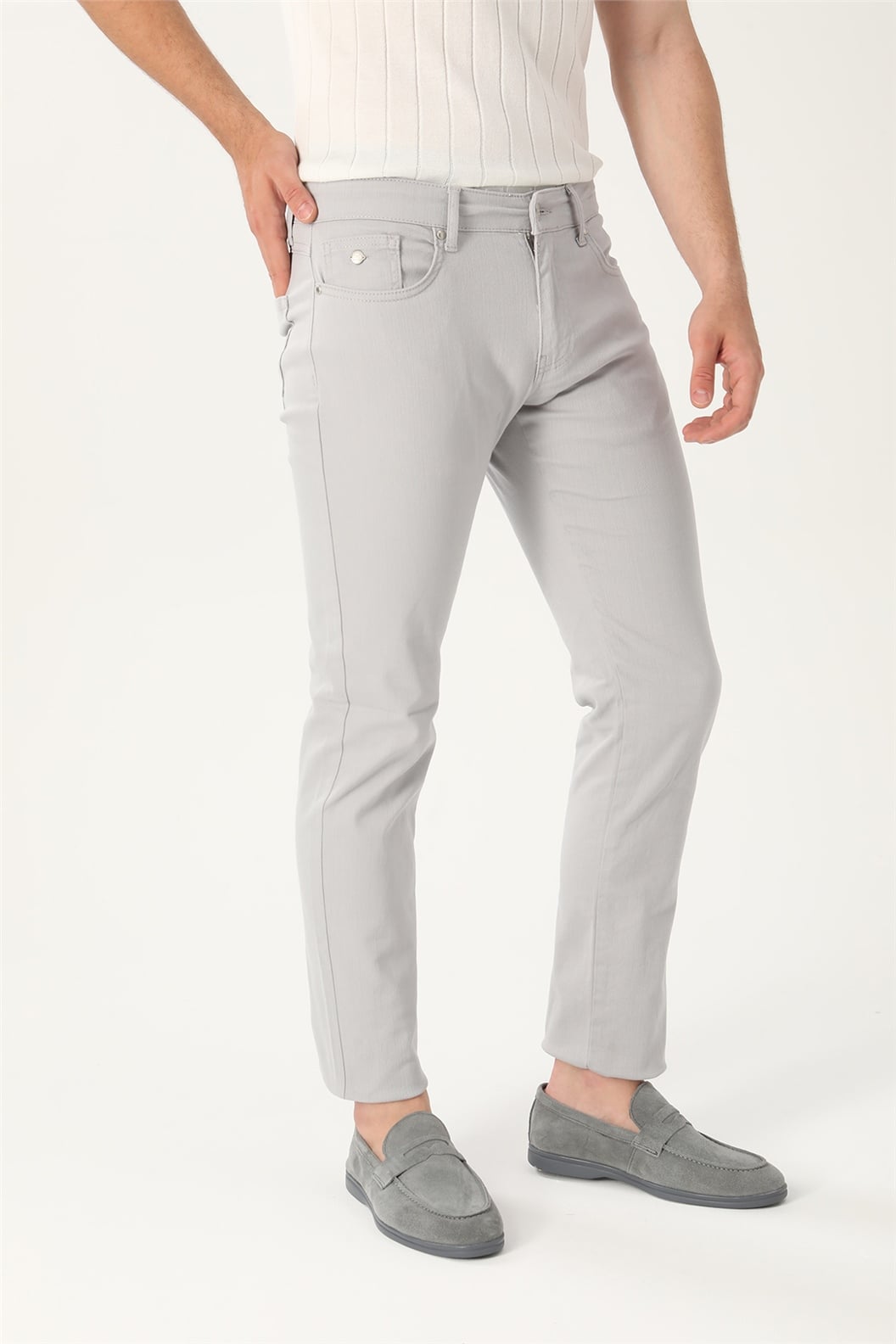 Gri Comfort Fit 5 Cep Pantolon