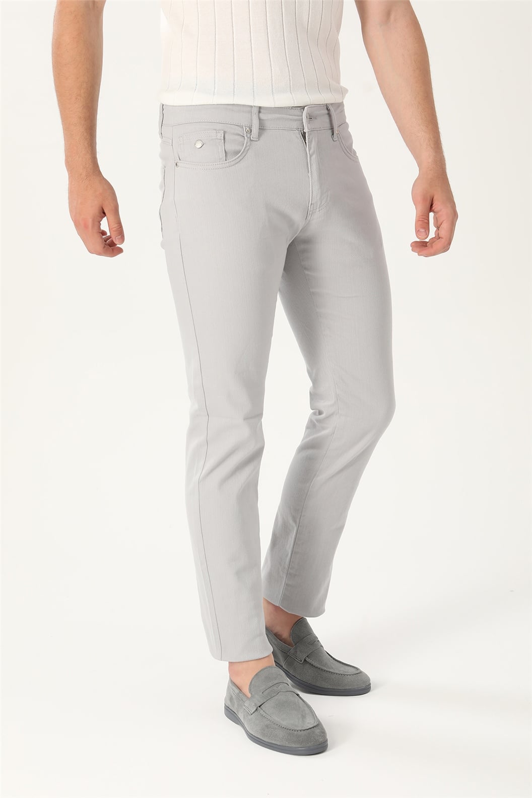 Gri Comfort Fit 5 Cep Pantolon