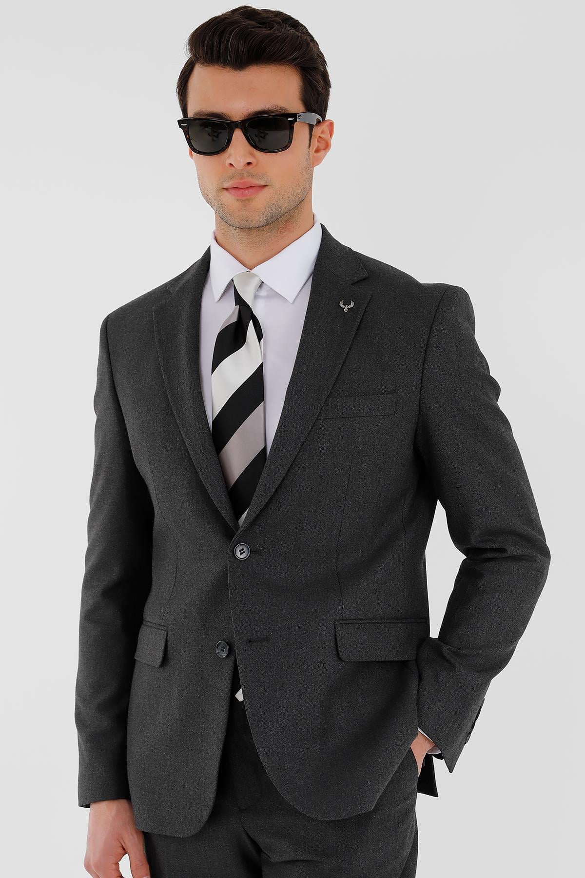 Gri Comfort Fit 6 Drop Takım Elbise