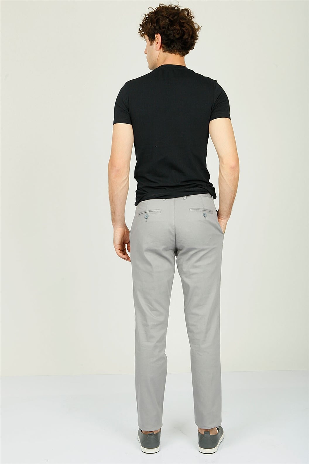 Gri Comfort Fit Chino Pantolon