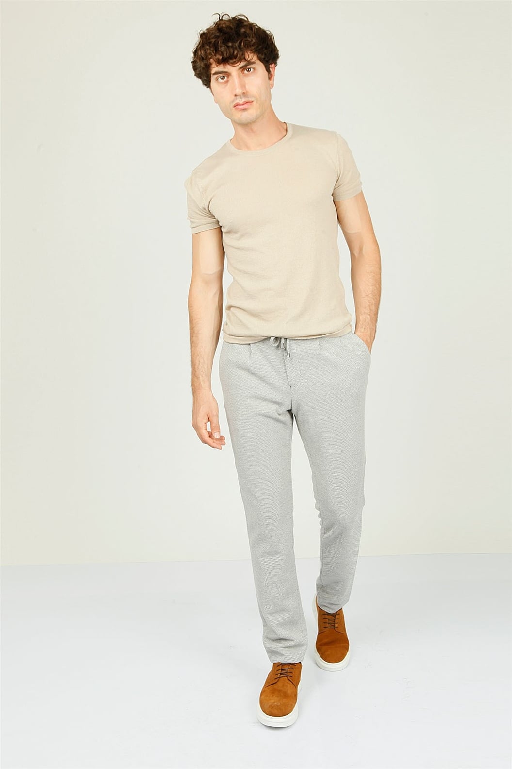 Gri Comfort Fit Jogger Pantolon