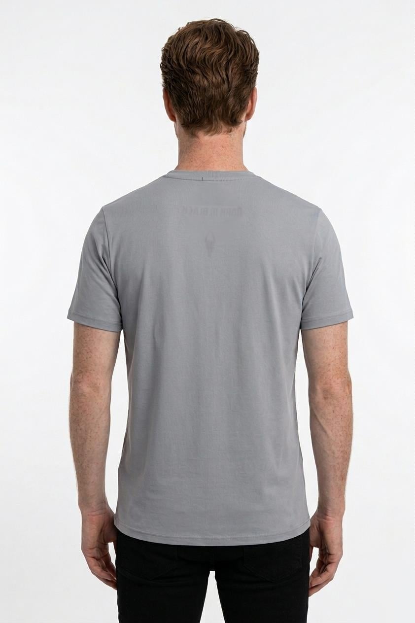 GRİ Dark In Black Modal Bisiklet Yaka T-shirt