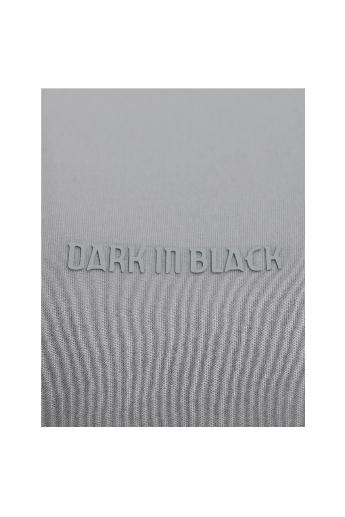 GRİ Dark In Black Modal Bisiklet Yaka T-shirt