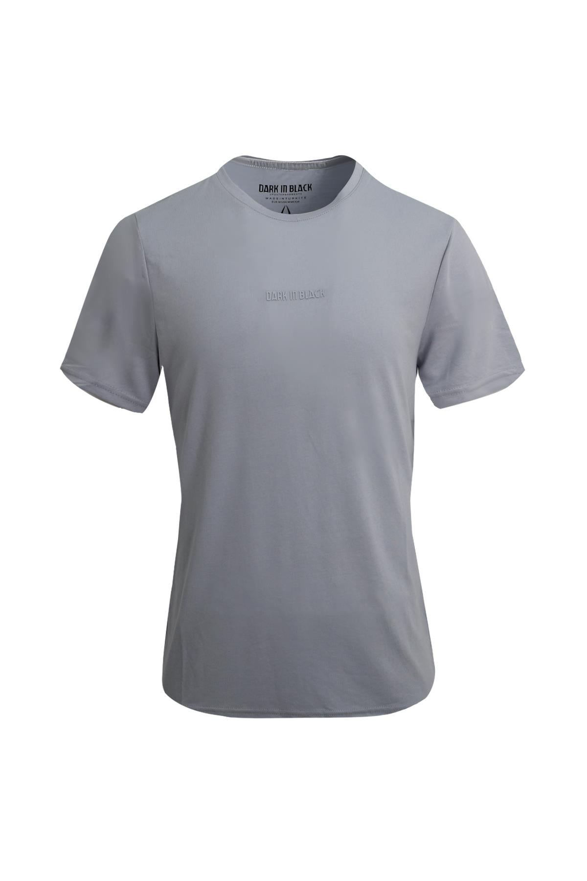 GRİ Dark In Black Modal Bisiklet Yaka T-shirt