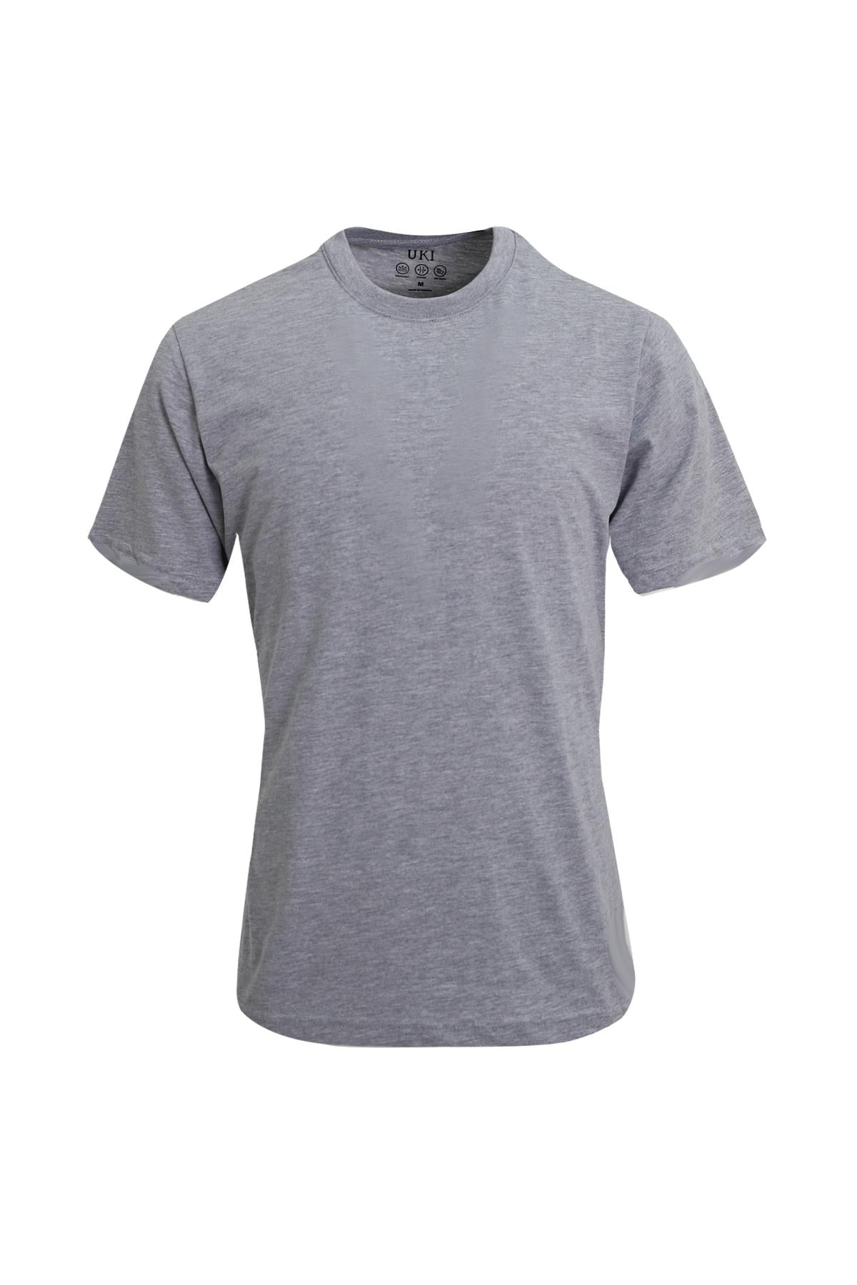 Gri Melanj Bisiklet Yaka Basic T-Shirt