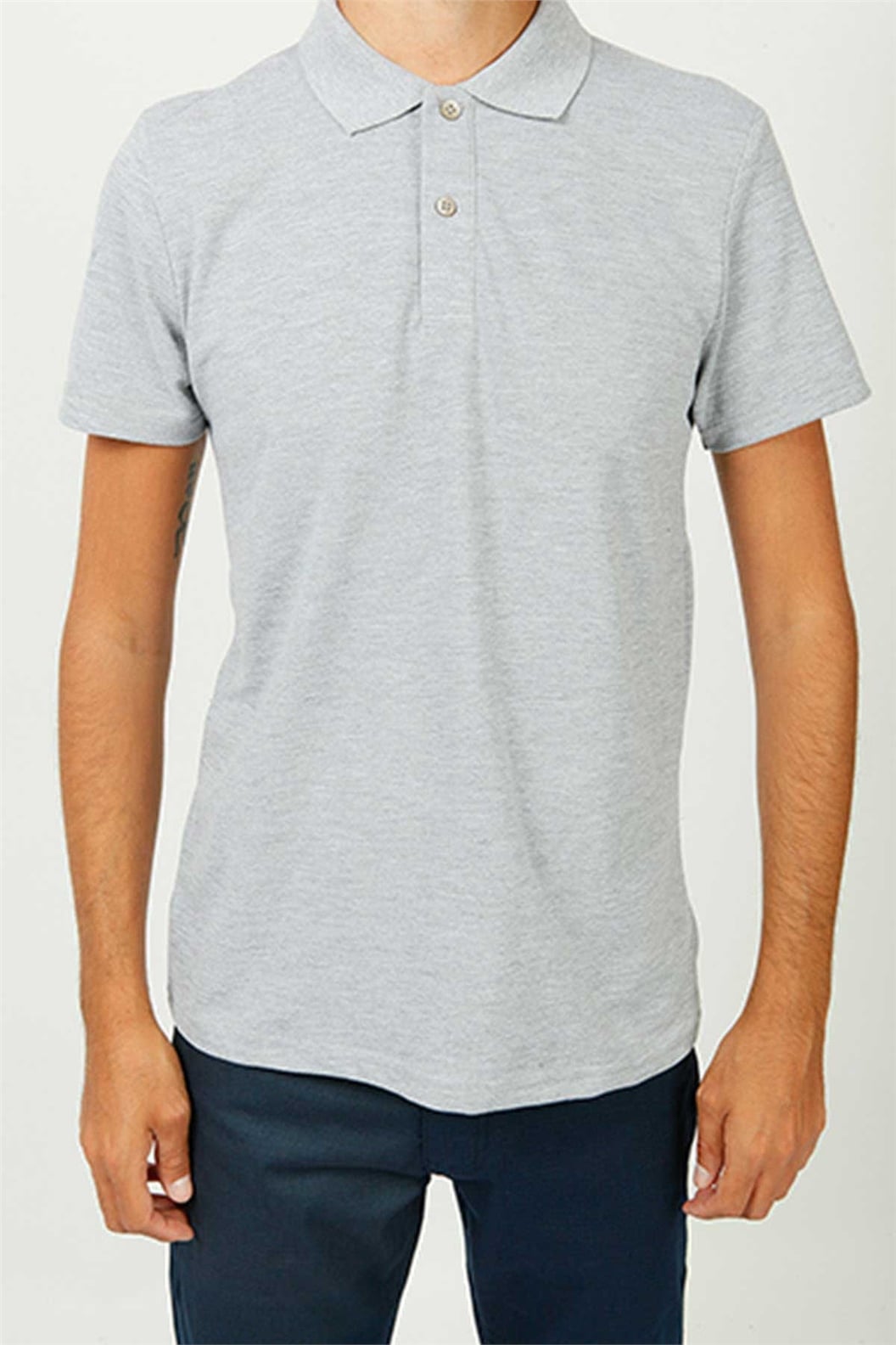 Gri Melanj Polo Yaka Comfort Fit Pike T-shirt