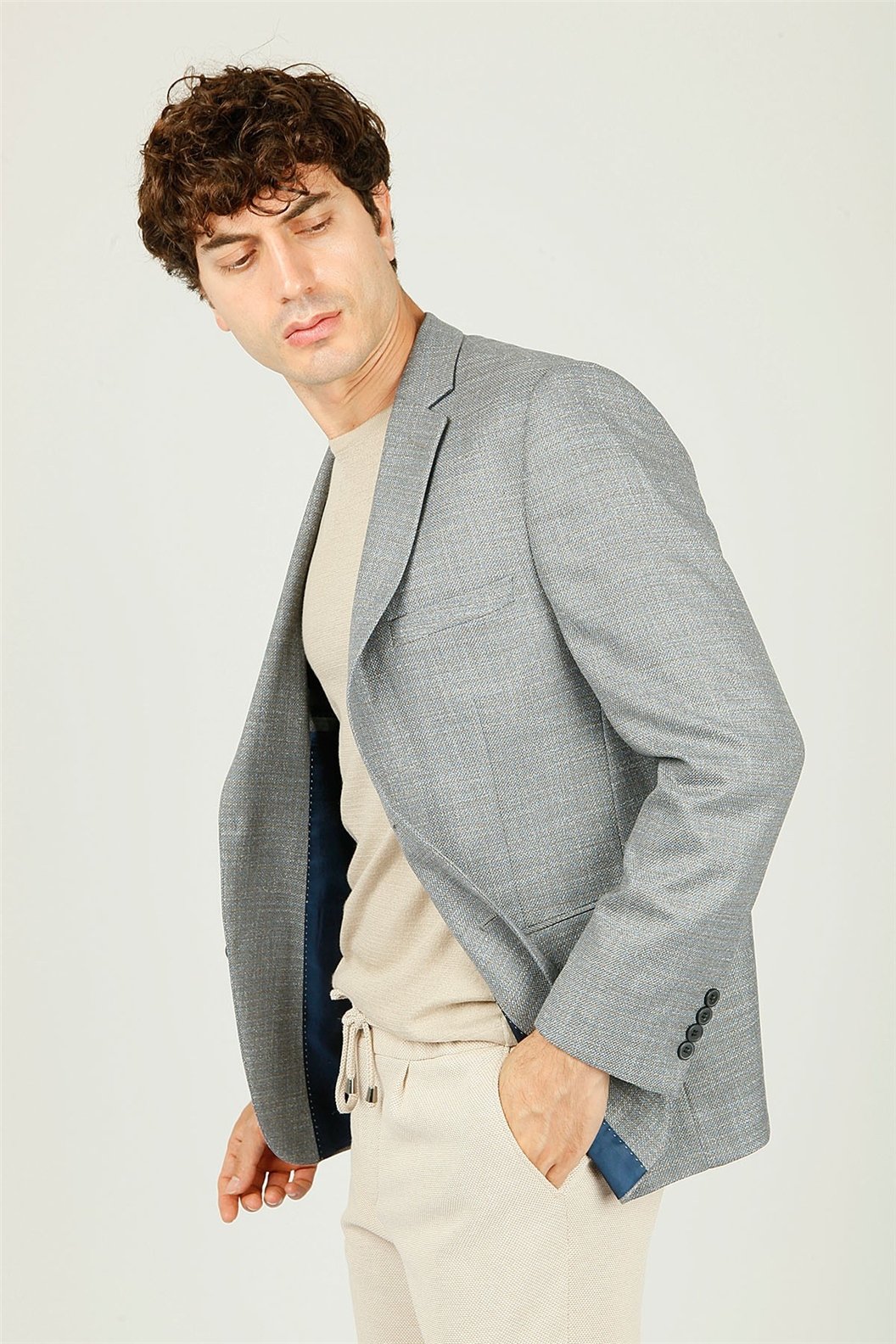 Gri Regular Fit 4 Drop Ceket