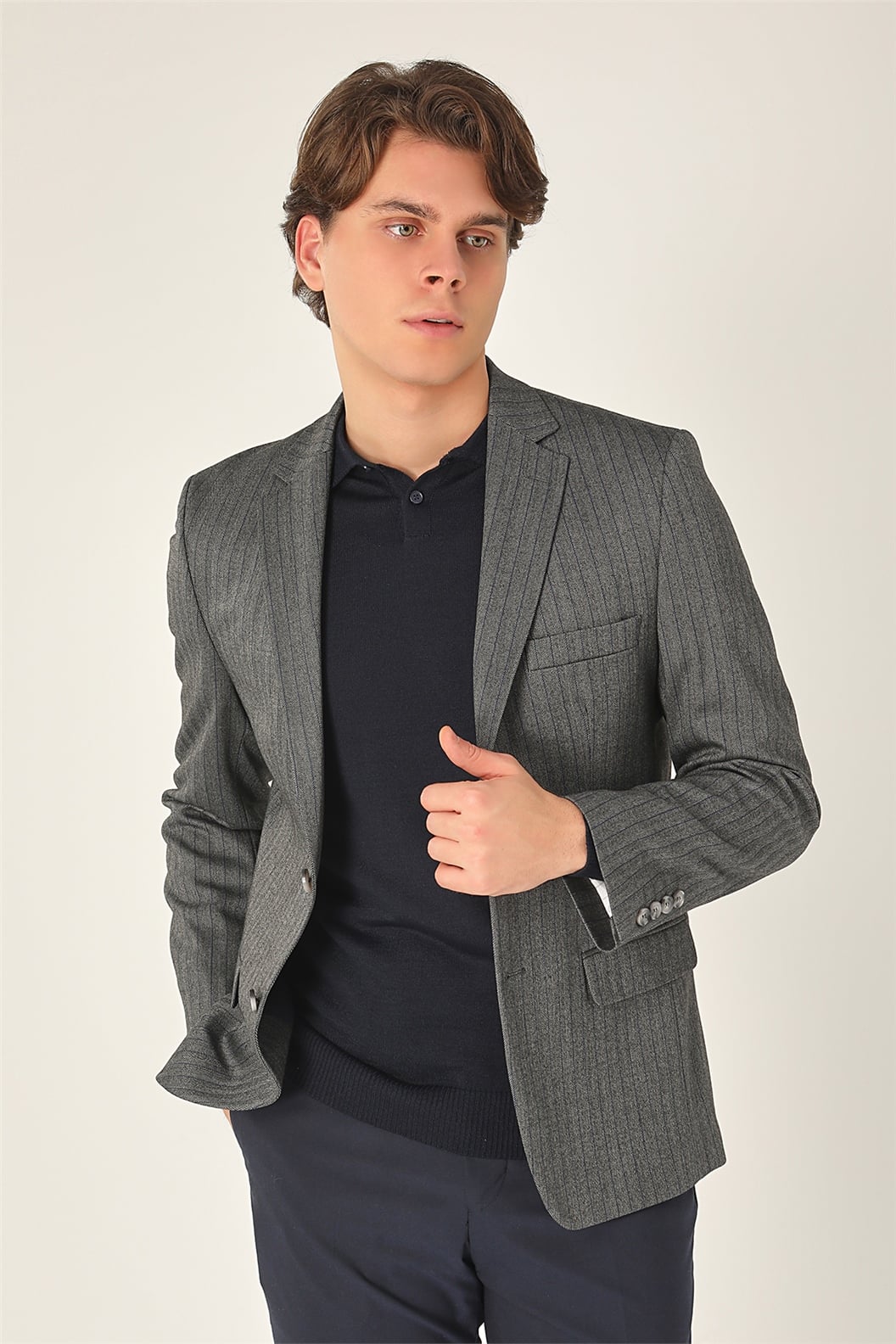 Gri Regular Fit 4 Drop Ceket